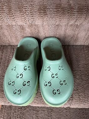 New  Mint Green Perforated Clog Slides size 38  women’s